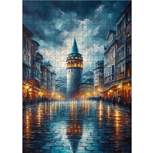 Karizma Tablo Ahşap Mdf Puzzle Yapboz Yağmurlu Galata Kulesi 500 Parça 50*70 cm