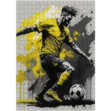 Karizma Tablo Ahşap Mdf Puzzle Yapboz Futbolcu ve Sarı Sıçrama 500 Parça 50*70 cm