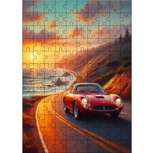 Karizma Tablo Ahşap Mdf Puzzle Yapboz Kırmızı Spor Araba 120 Parça 25*35 cm