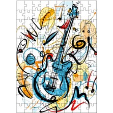 Karizma Tablo Ahşap Mdf Puzzle Yapboz Renkli Gitar Sanatı 120 Parça 25*35 cm