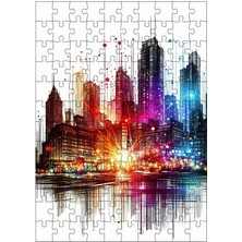 Karizma Tablo Ahşap Mdf Puzzle Yapboz Renkli Şehir Manzarası 120 Parça 25*35 cm