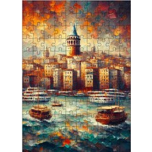 Karizma Tablo Ahşap Mdf Puzzle Yapboz Galata Kulesi ve Deniz 120 Parça 25*35 cm