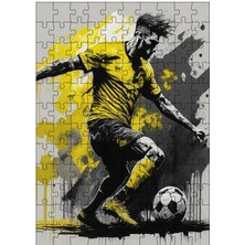 Karizma Tablo Ahşap Mdf Puzzle Yapboz Futbolcu ve Sarı Sıçrama 120 Parça 25*35 cm