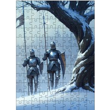 Karizma Tablo Ahşap Mdf Puzzle Yapboz Kışta Atlı Askerler 120 Parça 25*35 cm