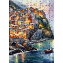 Karizma Tablo Ahşap Mdf Puzzle Yapboz Deniz Kıyısında Evler 120 Parça 25*35 cm