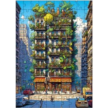 Ekart Ahşap Mdf Puzzle Yapboz Yeşil Bina 120 Parça 25*35 cm