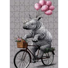 Ekart Ahşap Mdf Puzzle Yapboz Balonlu Gergedan 120 Parça 25*35 cm