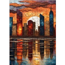 Tablomega Ahşap Mdf Puzzle Yapboz Renkli Şehir Silüeti 120 Parça 25*35 cm