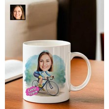 Giftali Kişiye Özel Karikatürlü Bisiklet Temalı Kupa Bardak 