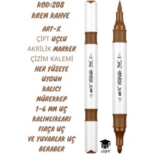 Seyfi Kırtasiye Art-X Çift Uçlu Akrilik Marker Çizim Kalemi Krem Kahve Renk Kalıcı Mürekkep 1-6 mm Uç Kalınlıkları