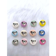 Zedhobi 60 Adet 15 Mm İki Delikli Renkli Panda Desenli Figürlü Düğme
