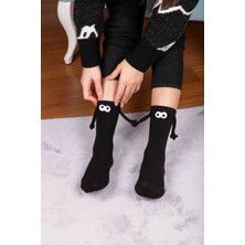 Bross Mıknatıslı Elele Tutuşan 1 Çift Beyaz Çorap ONL-02548