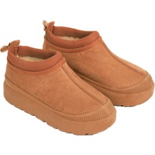 Renkli Butik Kadın Mini Süet Içi Kürklü Kalın Taban Günlük Yarım Bot