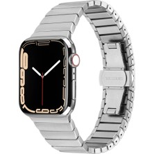 Ekılıf - Apple Watch 7 41MM - Kordon Metal Strap Kayış Krd-79 - Gri