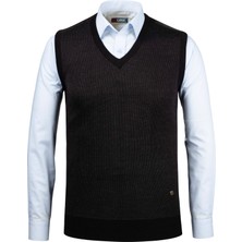 Çizgi Triko Erkek V Yaka Triko Süveter Desenli Renkli Kışlık Çelik Örgü Klasik Kalıp - 5015H