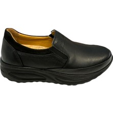 Castle Black YLDZ-42638 Kadın Deri Ortopedik Comfort Ayakkabı Siyah