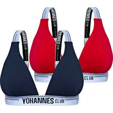 Yohannes Club Yohannes Club, Kadın, Lastik Askılı  Sütyen, 2'li, Kırmızı, Lacivert