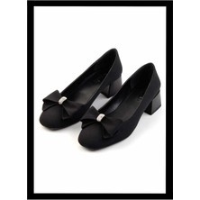 Bambi Mat Siyah Saten   Kadın Klasik Topuklu Ayakkabı K01213414138