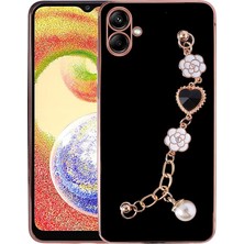 noktaks - Samsung Galaxy A04 - Kılıf El Tutamaçlı Kamera Korumalı Taka Silikon Kapak - Siyah - T25903
