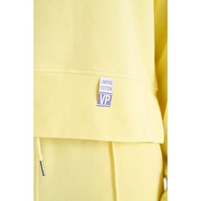 Veryperi Limon Düşük Omuzlu Yuvarlak Yaka Oversize Crop Kadın Eşofman Takım - 02108