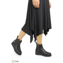 Mammamia Kadın Hakiki Deri Fermuarlı Sade Dolgu Taban Bot M25/KB1330