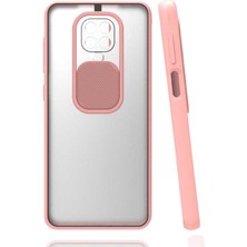 Mutcase - Xiaomi Redmi Note 9 Pro - Kılıf Slayt Sürgülü Arkası Buzlu Lensi Kapak - Pembe Açık