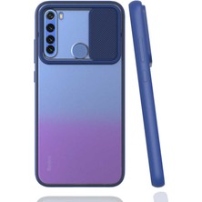 Mutcase - Xiaomi Redmi Note 8 - Kılıf Slayt Sürgülü Arkası Buzlu Lensi Kapak - Lacivert