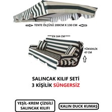 Mor Minder Süngersiz Tenteli Salıncak Kumaş Seti 3 Kişilik Süngersiz 164X47 cm  Yeşil Krem