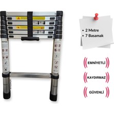 Endokon 200 cm. - 7 Basamaklı Teleskobik / Teleskopik Alüminyum Merdiven