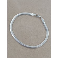 BymissMücevherat Balık Sırtı Gümüş Bileklik Unisex Balıksırtı Model 925 Ayar Gümüş Bileklik Taşsız Bileklik 5 mm