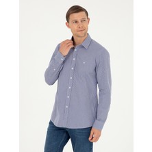 Cacharel Erkek Lacivert Slim Fit Pamuklu Çizgili Gömlek 50291357-VR033