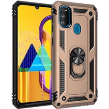 Mutcase - Samsung Galaxy M30S - Kılıf Yüzüklü Zırh Tank Vega Kapak - Gold