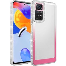 Mutcase - Xiaomi Redmi Note 11 Global - Kılıf Simli ve Renk Geçiş Tasarımlı Lens Korumalı Park Kapak - Pembe-Mavi