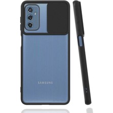 Mutcase - Samsung Galaxy M52 - Kılıf Slayt Sürgülü Arkası Buzlu Lensi Kapak - Siyah