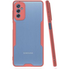 Mutcase - Samsung Galaxy M52 - Kılıf Kenarı Renkli Arkası Şeffaf Parfe Kapak - Pembe