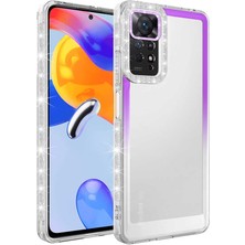 Mutcase - Xiaomi Redmi Note 11S Global - Kılıf Simli ve Renk Geçiş Tasarımlı Lens Korumalı Park Kapak - Beyaz-Pembe