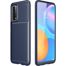 Mutcase - Huawei P Smart 2021 - Kılıf Auto Focus Karbon Negro Silikon Kapak - Lacivert