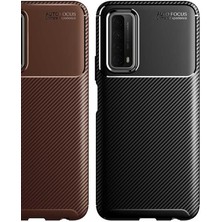 Mutcase - Huawei P Smart 2021 - Kılıf Auto Focus Karbon Negro Silikon Kapak - Lacivert