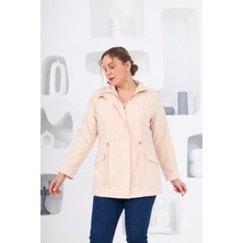 Büyük Beden Astarlı Trençkot Krem