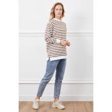 Bisiklet Yaka Çizgili Sweatshirt