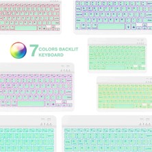 Apple ipad 7. Nesil 10.2 Inç 2019 A2197 A2200 A2198 Uyumlu Rgb Işıklı (7 Renkli)  Bluetooth & Wireless Türkçe Klavye Mouse Seti Design By Newface