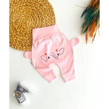 Neşeli Bebekler Fil  Desen Mevsimlik Kumaş Tek Alt Pembe
