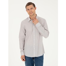 Cacharel Erkek Kahverengi Slim Fit Pamuklu Çizgili Gömlek 50291352-VR029