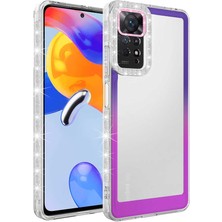 Mutcase - Xiaomi Redmi Note 11S Global - Kılıf Simli ve Renk Geçiş Tasarımlı Lens Korumalı Park Kapak - Mor-Pembe