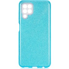 Mutcase - Samsung Galaxy M22 - Kılıf Simli Koruyucu Shining Silikon - Mavi