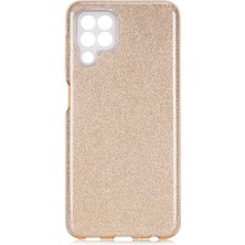 Mutcase - Samsung Galaxy M22 - Kılıf Simli Koruyucu Shining Silikon - Gold