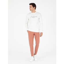 Cacharel Turuncu Slim Fit Paçası Lastikli Nervürlü Eşofman Altı 50292584 VR040