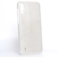 Mutcase - Samsung Galaxy M10 - Kılıf Simli Koruyucu Shining Silikon - Gümüş