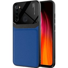 Mutcase - Xiaomi Redmi Note 8 - Kılıf Deri Görünümlü Parlak Mika Tasarımlı Emiks Kapak - Lacivert