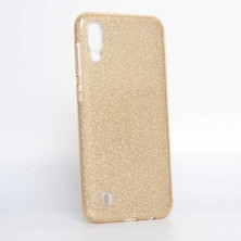 Mutcase - Samsung Galaxy M10 - Kılıf Simli Koruyucu Shining Silikon - Gold